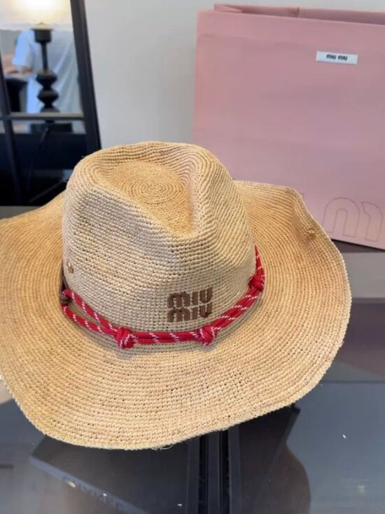 Miu Miu Natural Straw Western Cowgirl Hat main image 6